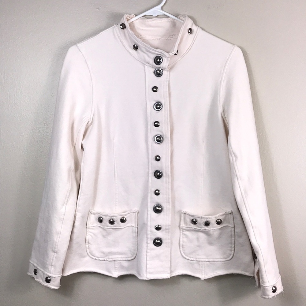 Neon Buddha cream raw hem jacket size small